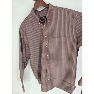 Eddie Bauer Brown Striped Button Down Long Sleeve Shirt Men's XLT Tall